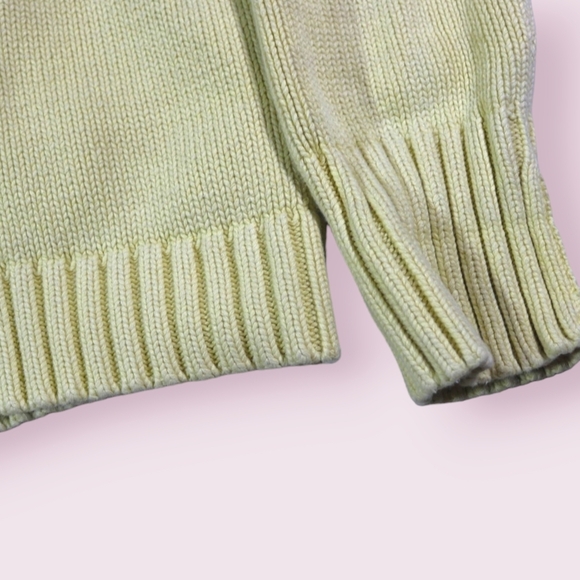 Ralph Lauren Sweater Women Large Yellow Chunky Knit Casual V Neck - Picture 5 of 6